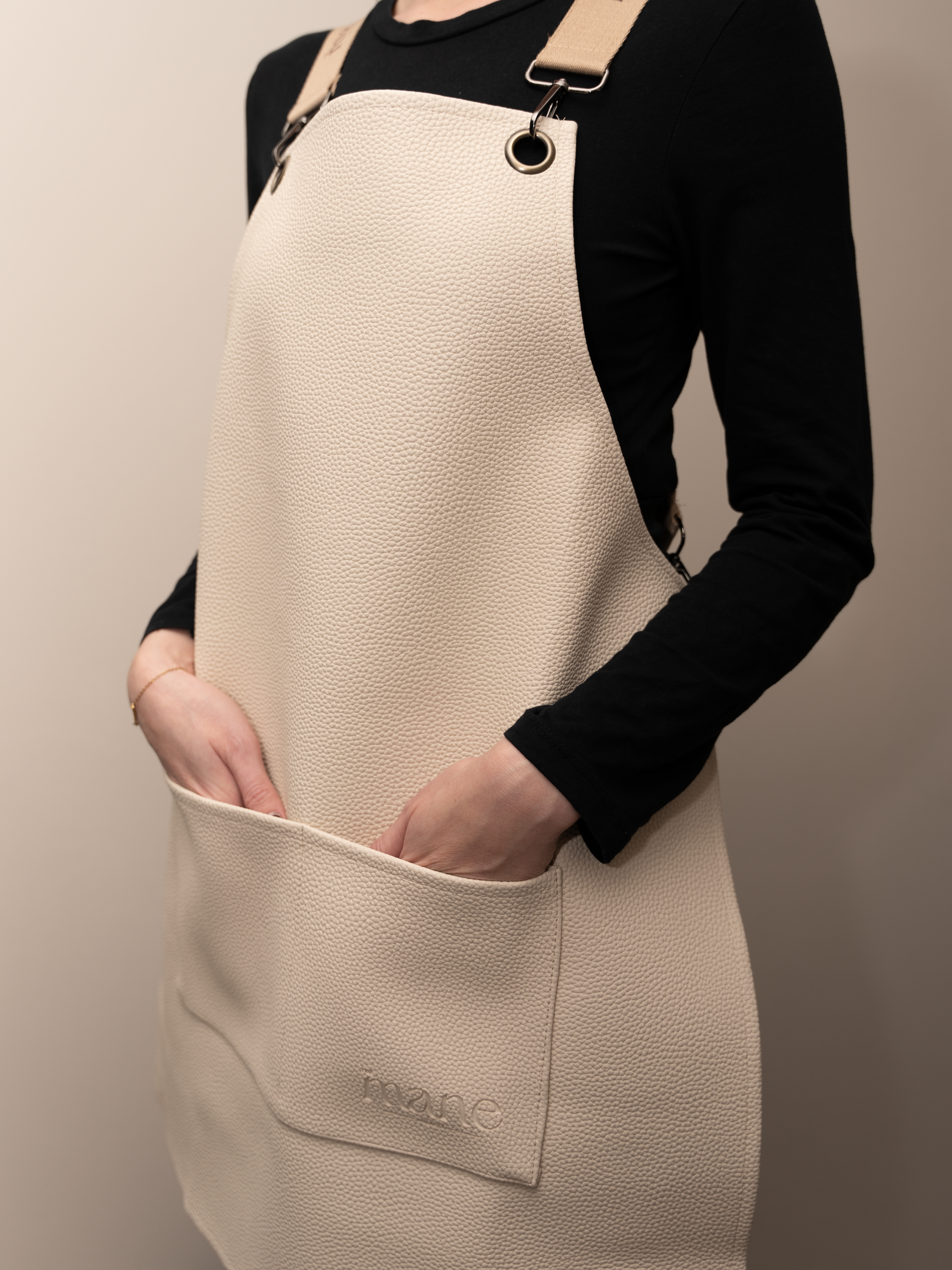 PU Faux Leather Apron - Cream