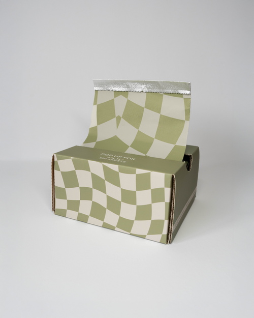 Pop-Up Hairdressing Foil – Checkmate Sage Pattern (6x11”, 500 Sheets)