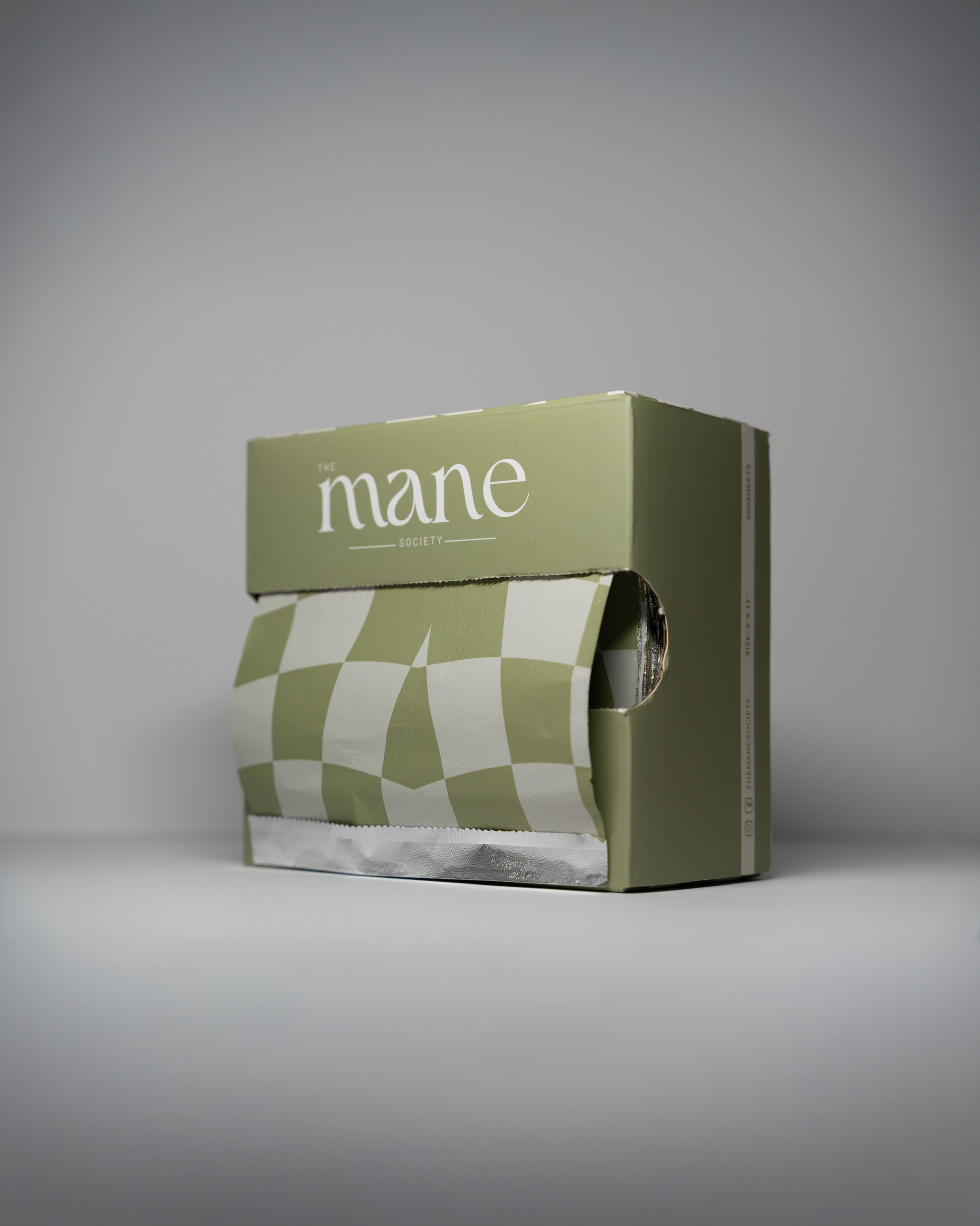 Pop-Up Hairdressing Foil – Checkmate Sage Pattern (6x11”, 500 Sheets)